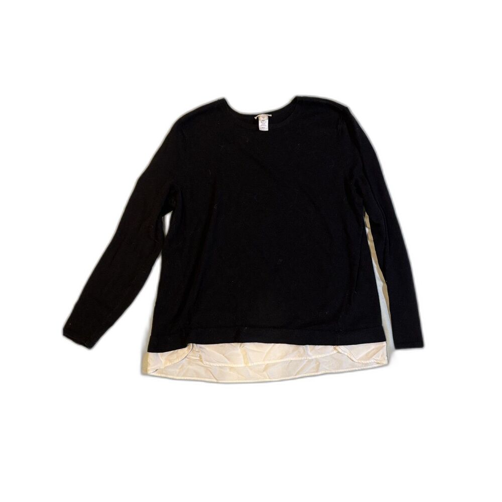 J.Jill Black sweater buttons down the back and faux white button down on bottom